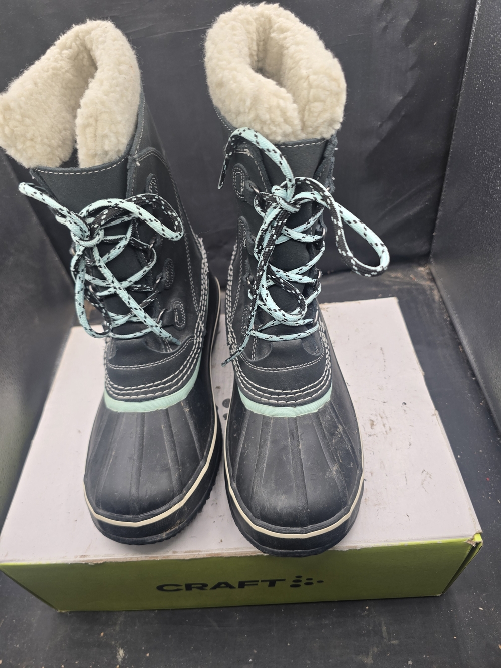 L.L. Bean Black Winter Boots with Mint Accents